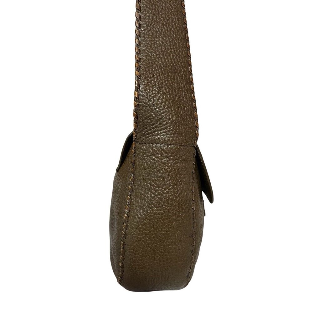 BRIGHTON Shoulder Bag Purse “Tough Collection” Leather Flap Front Logo Brown - Picture 6 of 11